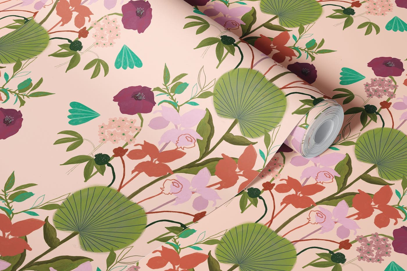 Lotus Leaf - Blush Pink wallpaper roll