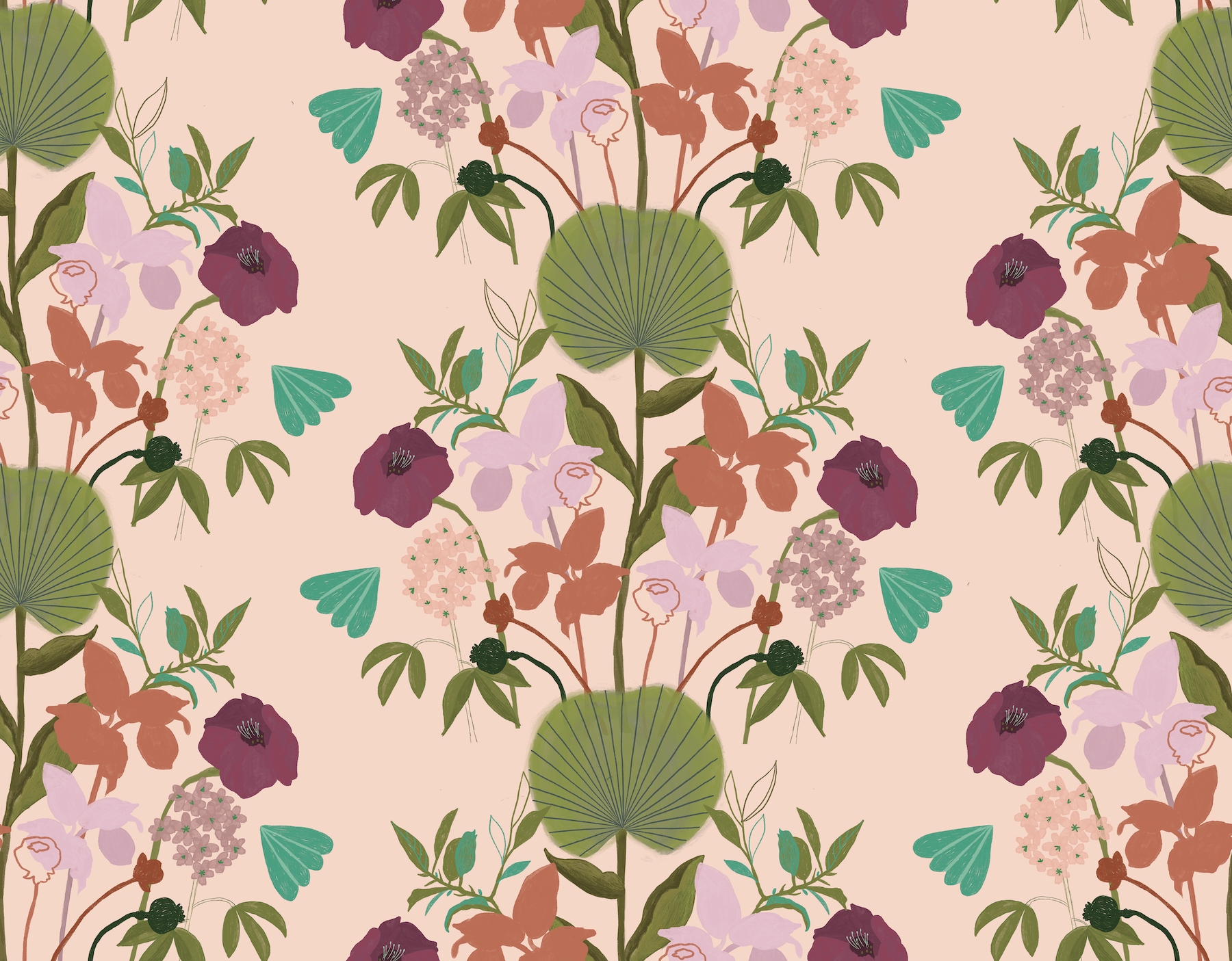 Buy Lotus Leaf Blush Pink Wallpaper