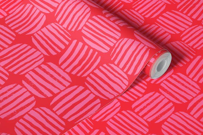 Striped Circle Squares Pinkwallpaper roll
