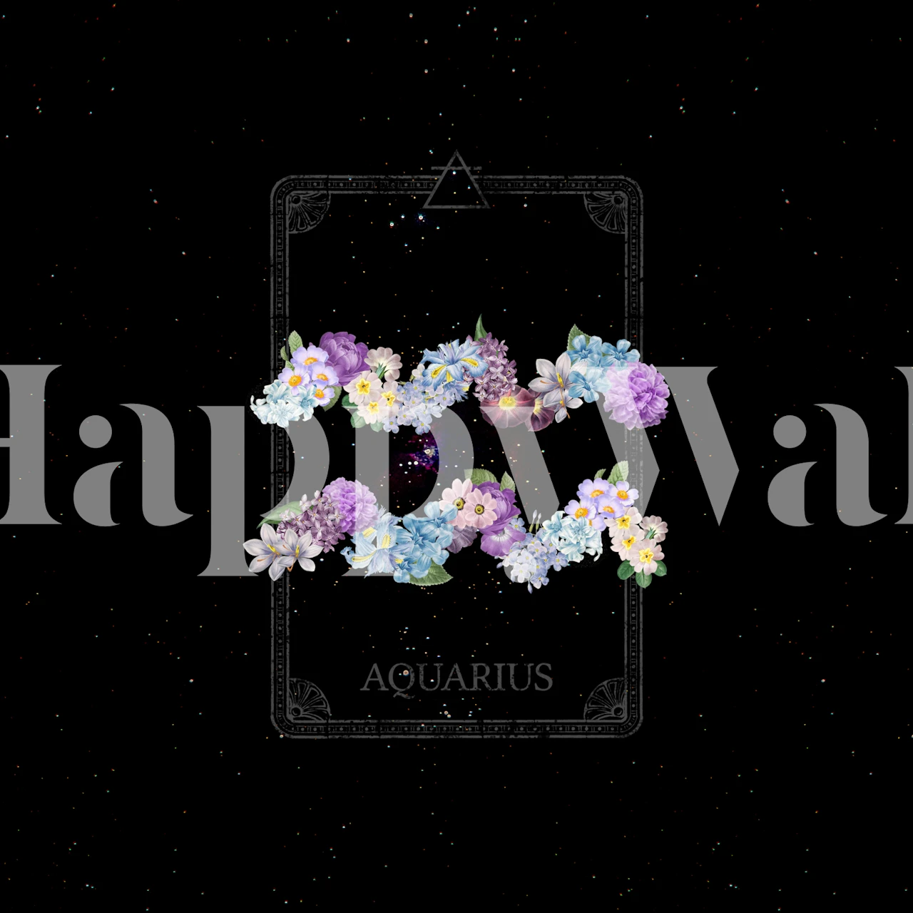 Floral Zodiac Sign Aquarius Tapete in einem Raum