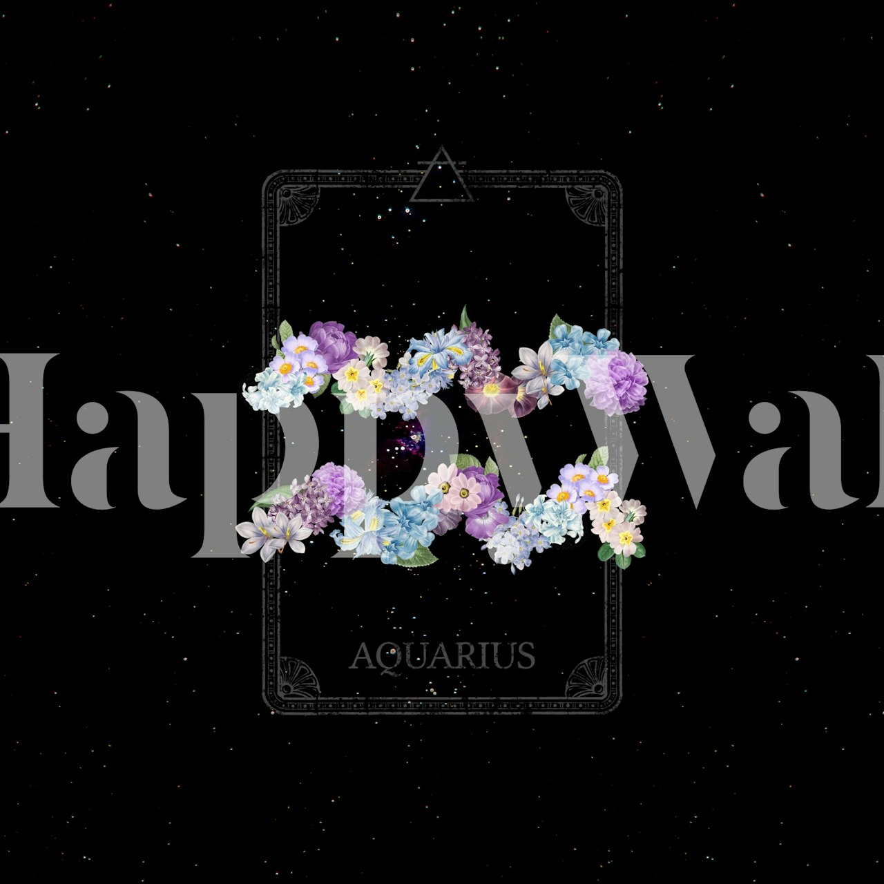 Papel pintado Floral Zodiac Sign Aquarius en una habitación