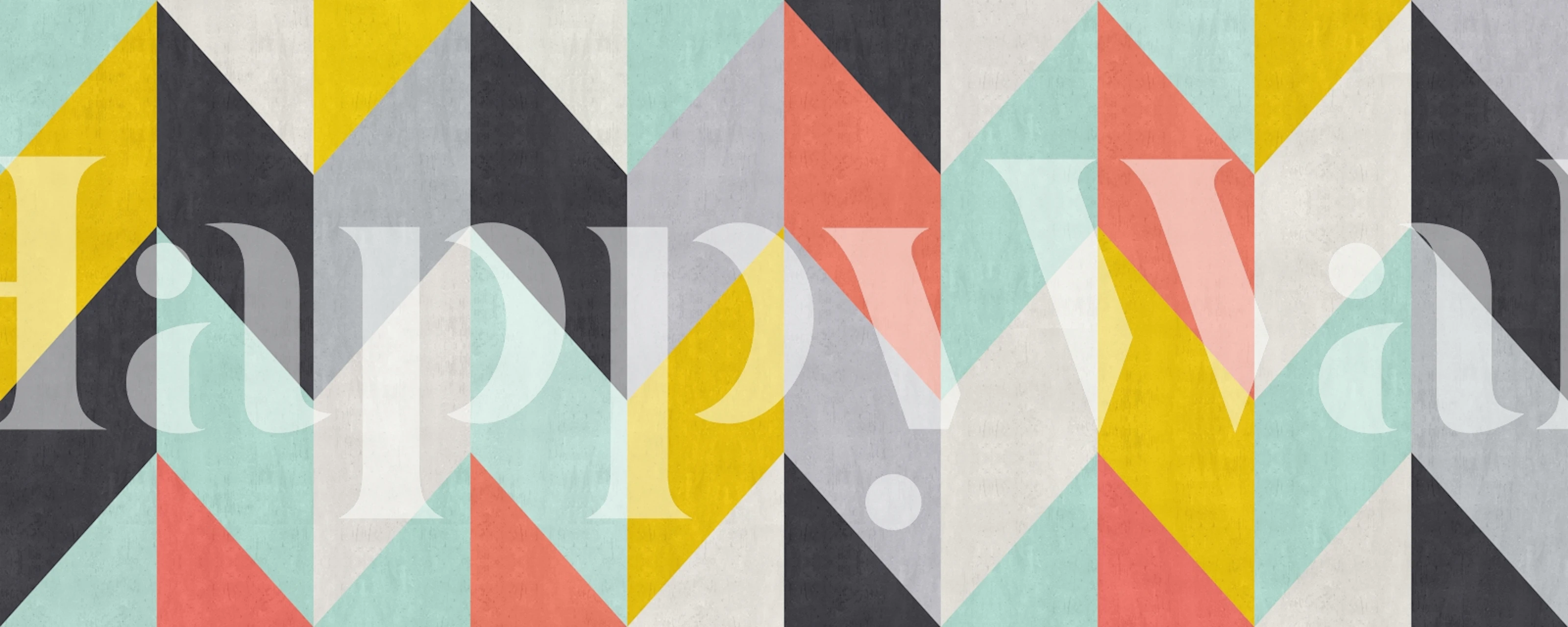 Colorful geometric pattern with yellow, pink, and teal shapes wallpaper