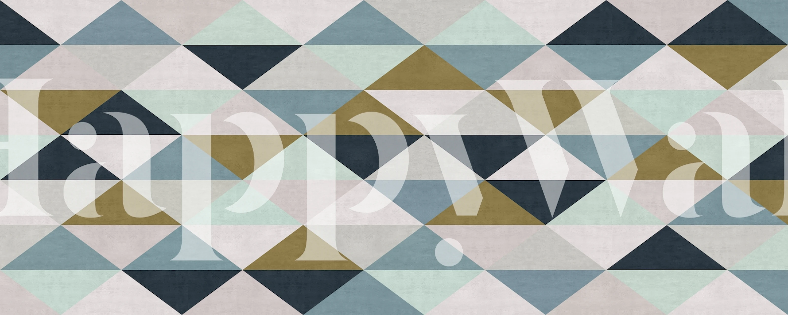 Colorful geometric pattern wallpaper in a room