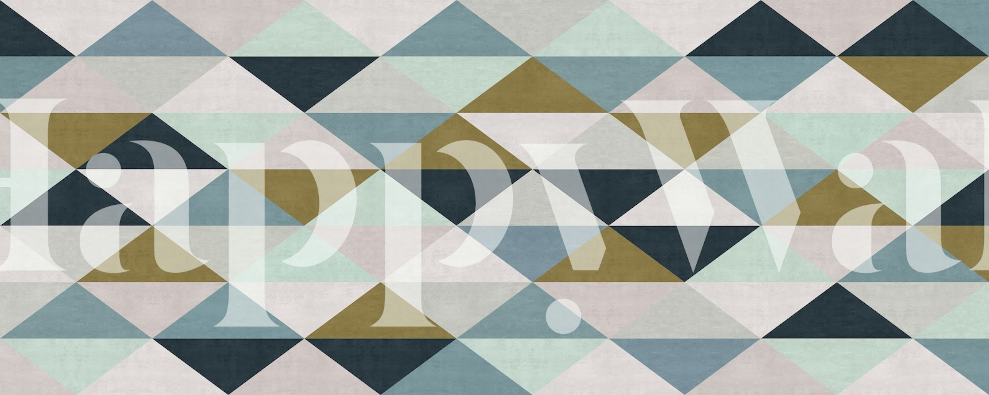 Colorful geometric pattern wallpaper in a room