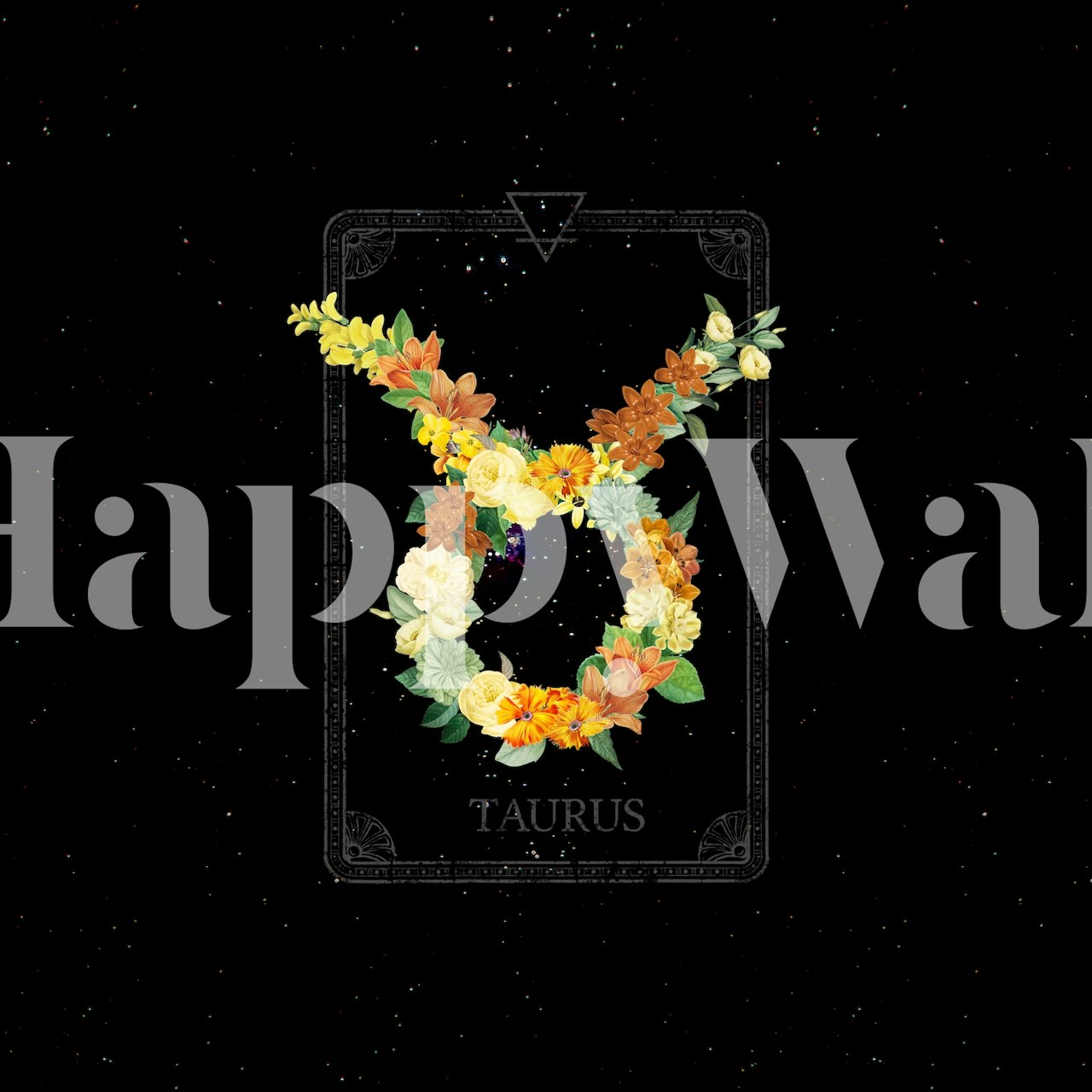 Floral Zodiac Sign Taurus wallpaper in een kamer
