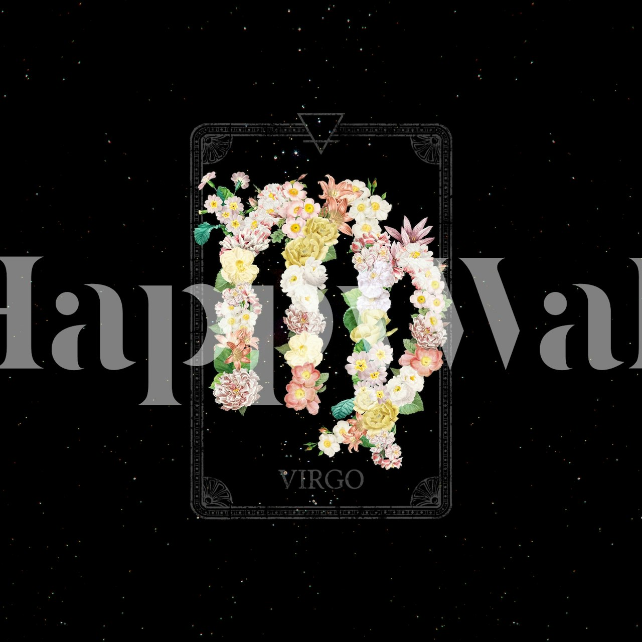 Floral Zodiac Sign Virgo wallpaper in a room