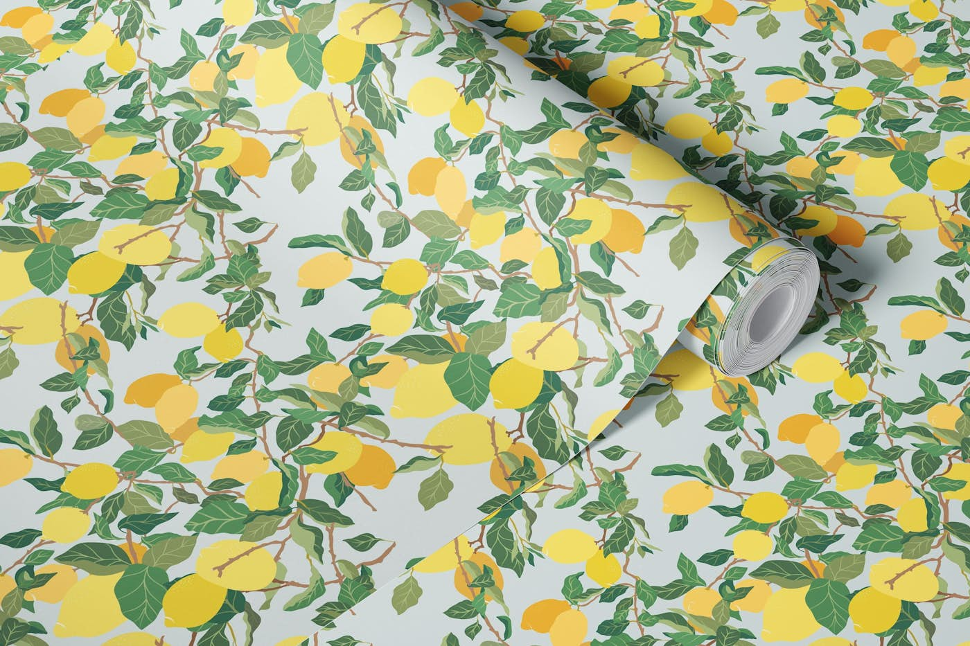 Lemon Tree on Blue wallpaper roll