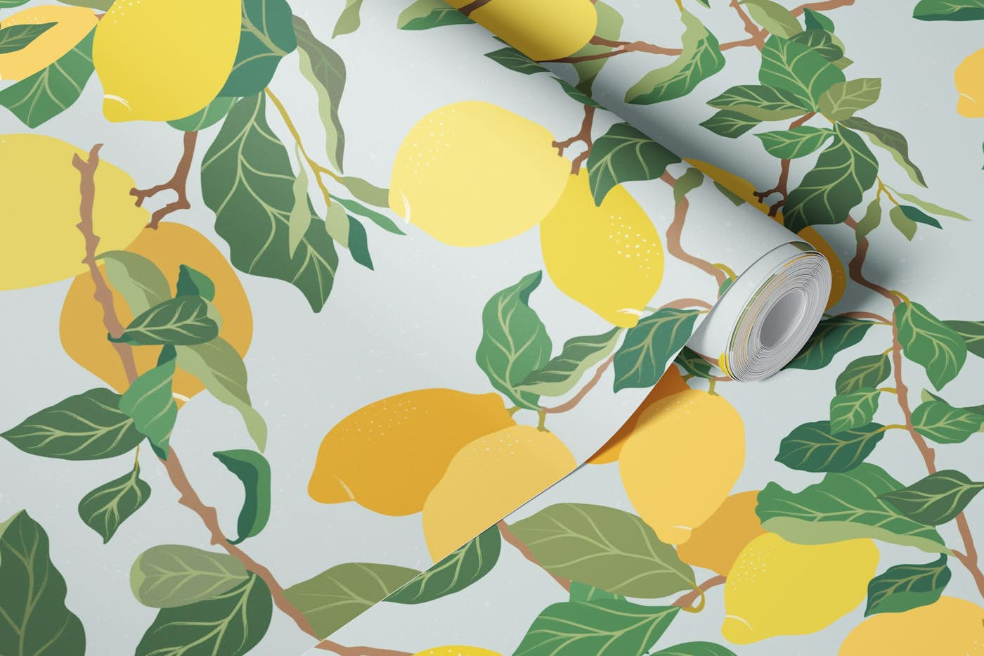 Lemon Tree on Blue Mural wallpaper roll