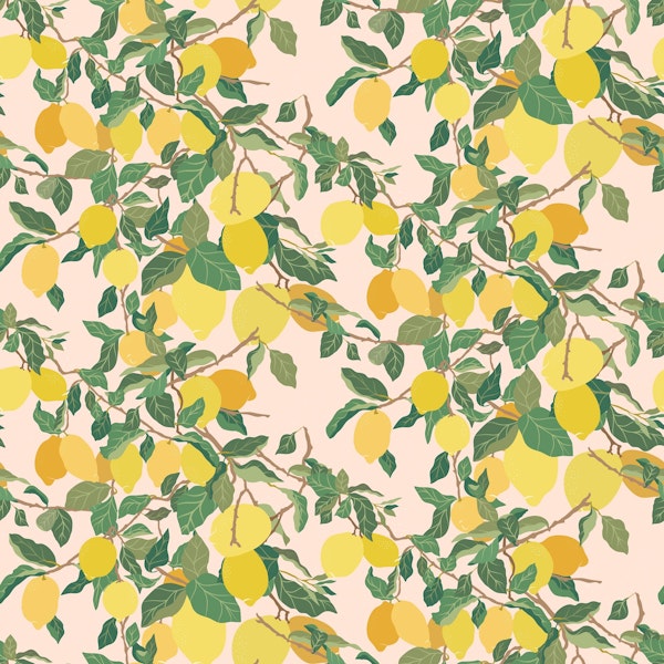 Lemon Tree on Pink Pattern