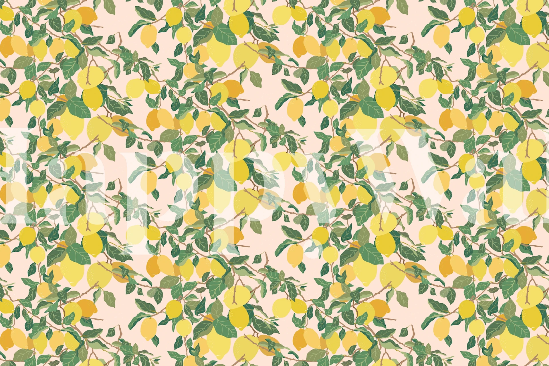 Lemon tree wallpaper in a bright room