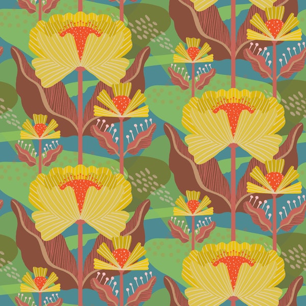 Water Lilies Pattern Yellow Pattern