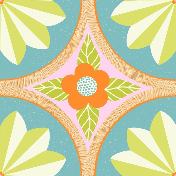 Pinwheel Pattern Orange Blue Green