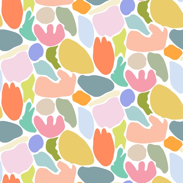 Garden Promenade On White Pattern