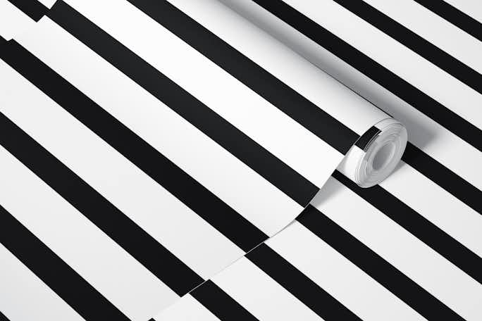 Black And White Horizontal Stripe Patternwallpaper roll