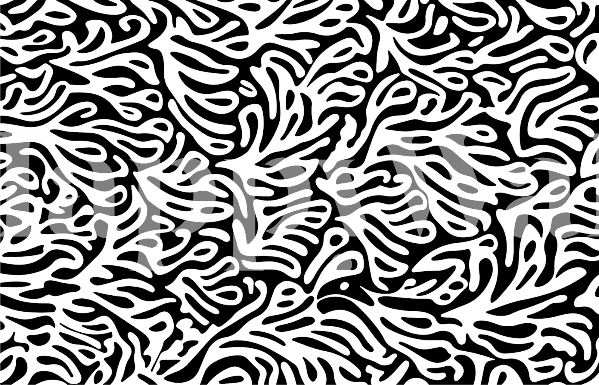 Black and white shapes wallpaper in a room