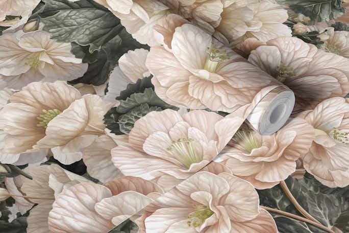Begonia white flowerwallpaper roll