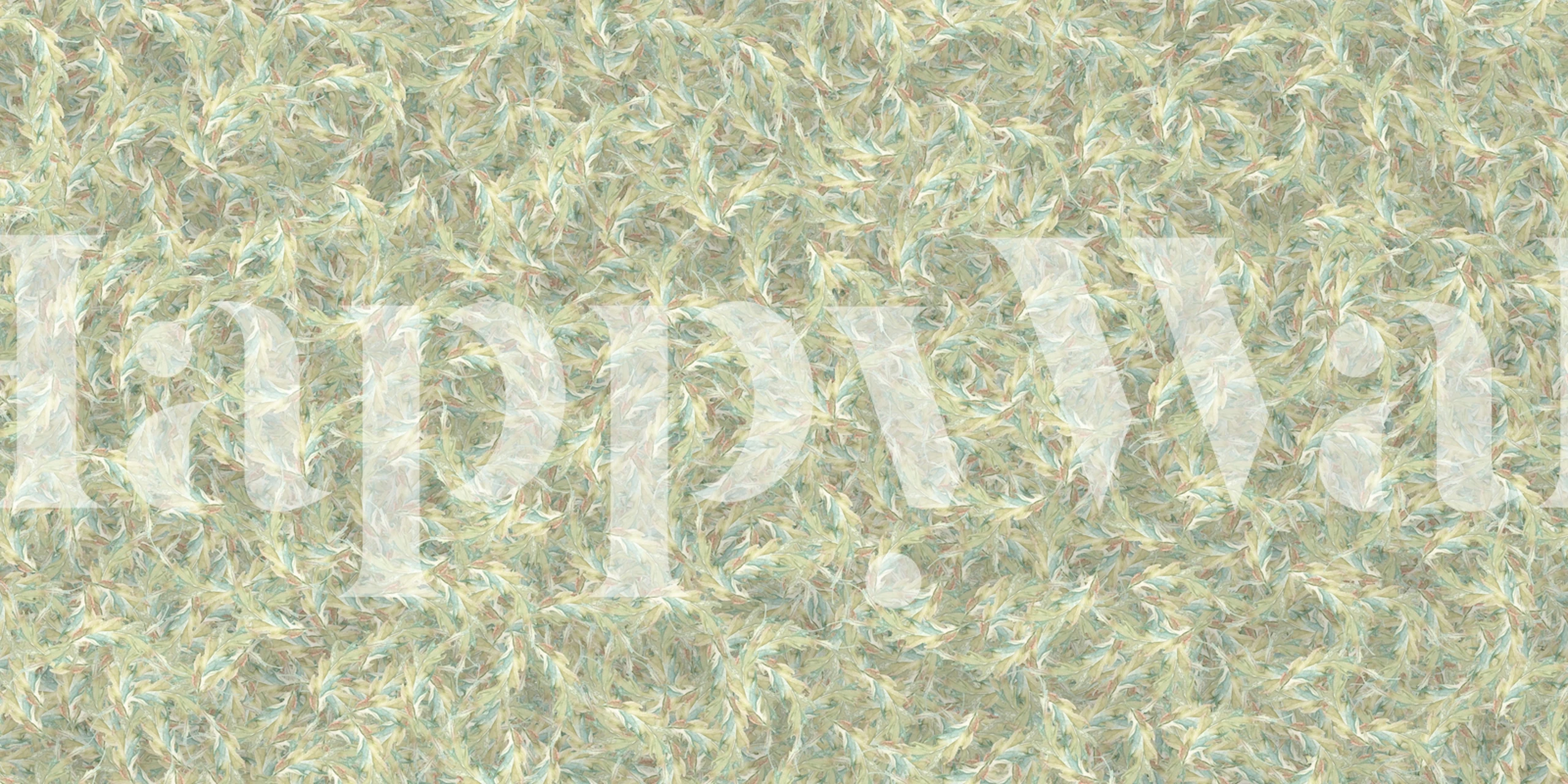 Dancing leaves moss green wallpaper in a room