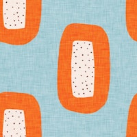 Mid Century Oval Blue-Orange carta da parati