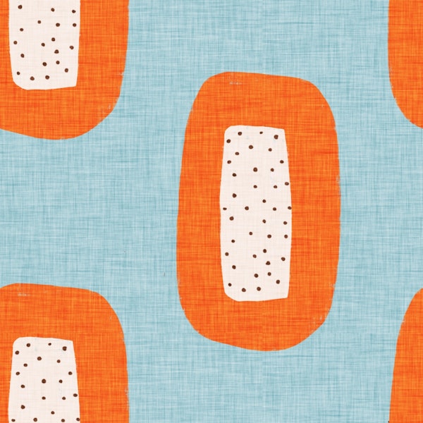 Mid Century Oval Blue-Orange