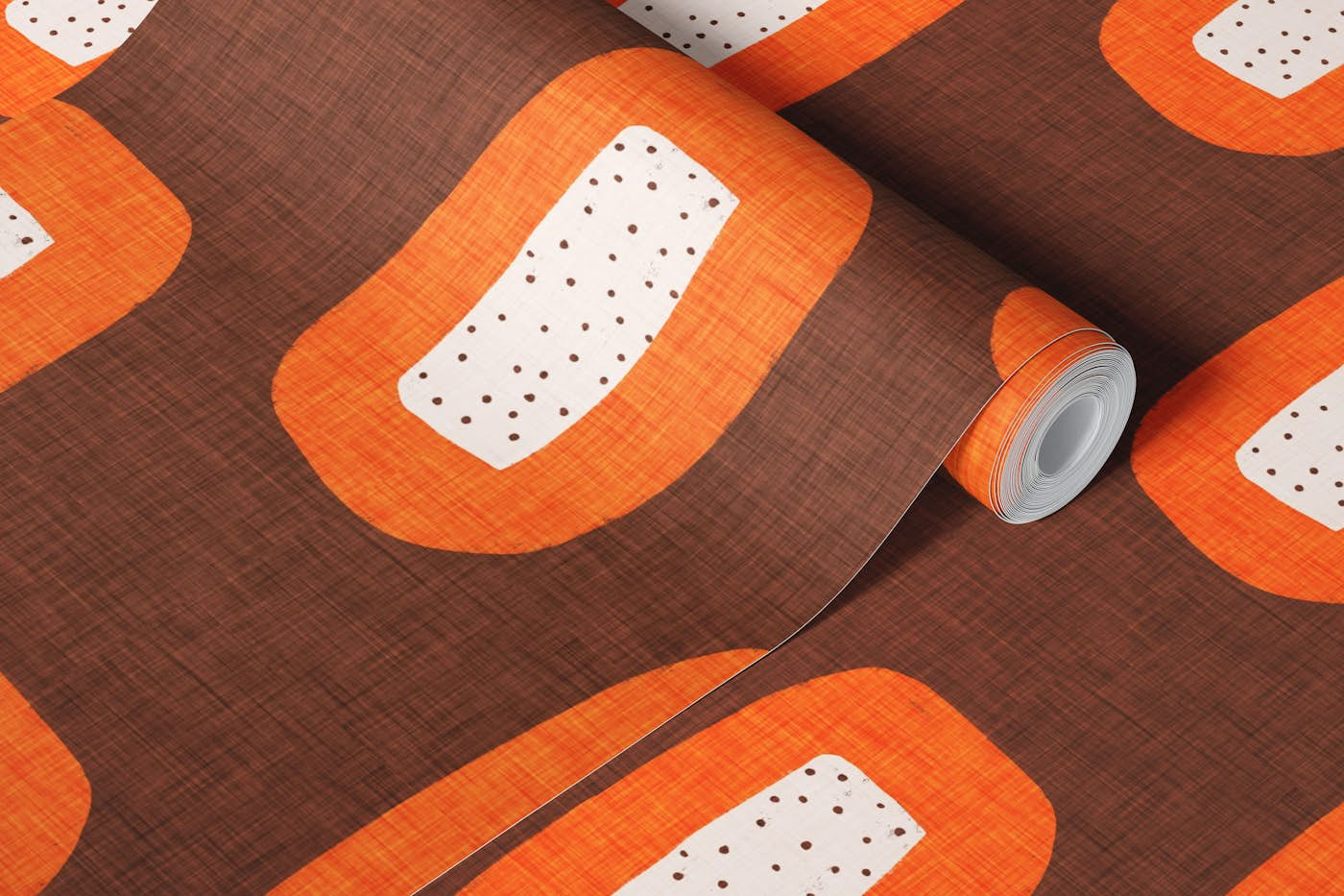 Mid Century Oval Brown-Orange wallpaper roll