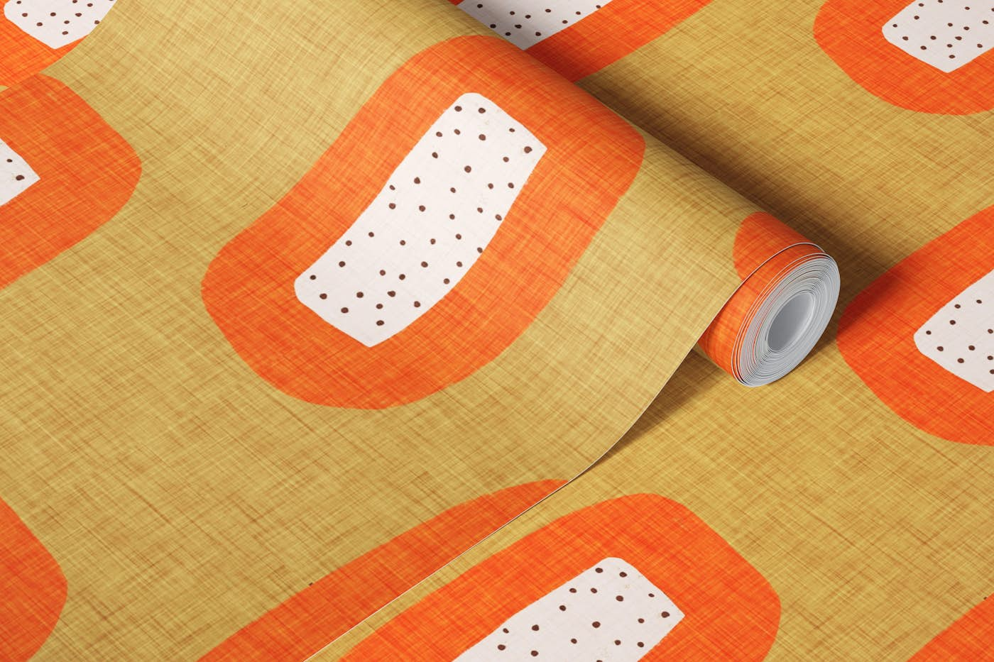 Mid Century Oval Copper-Orange wallpaper roll