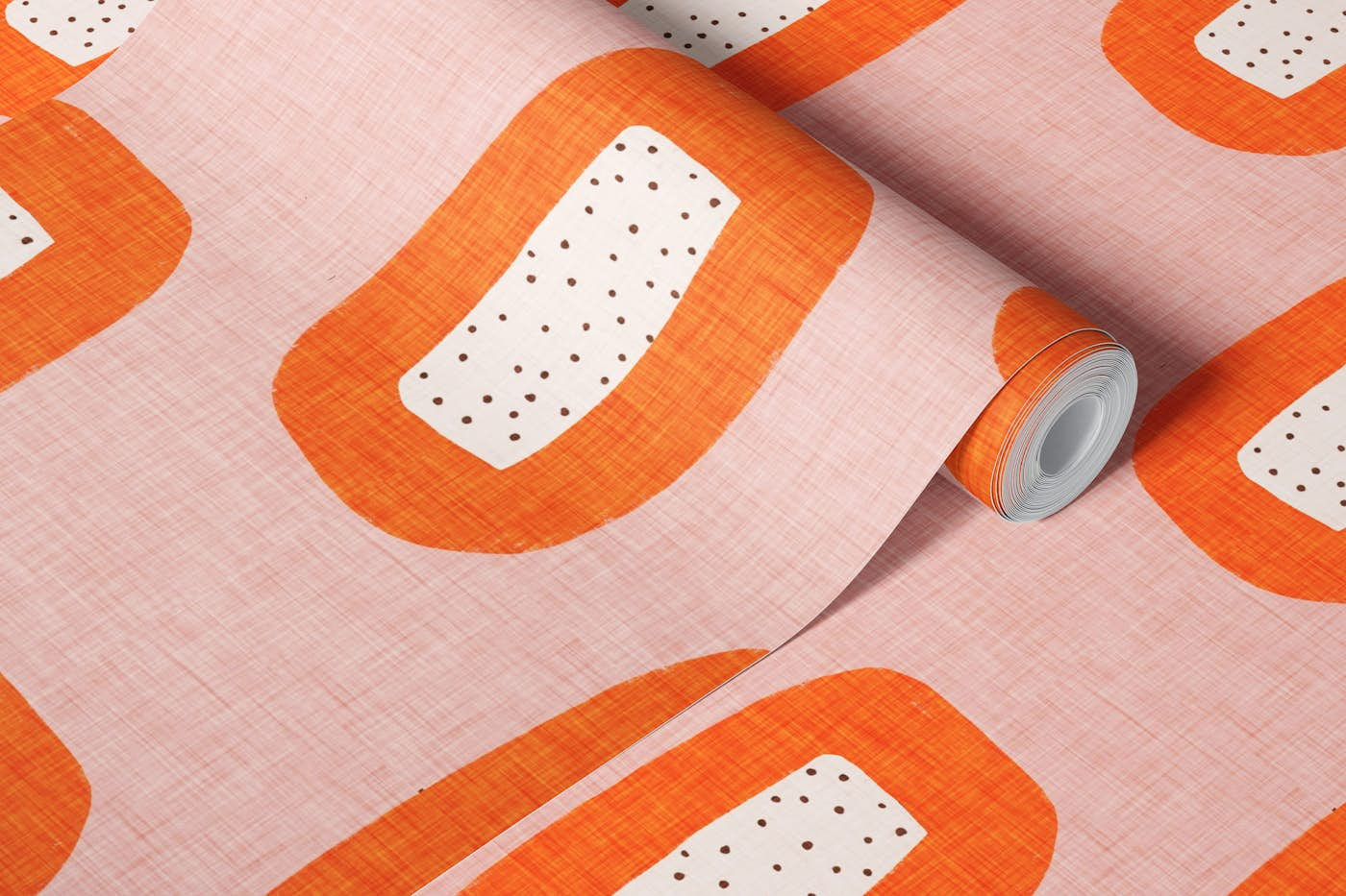 Mid Century Oval Pink-Orange wallpaper roll