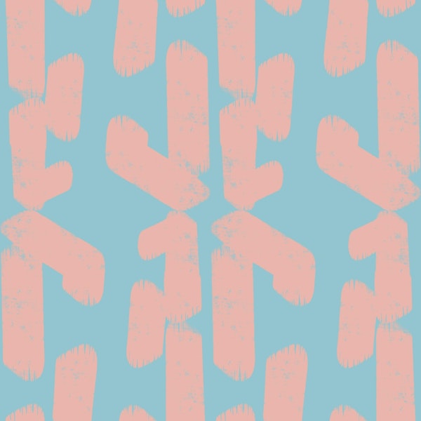 Mid Mod Geometric Tracks Blue-Pink