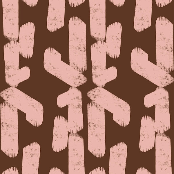 Mid Mod Geometric Tracks Brown-Pink
