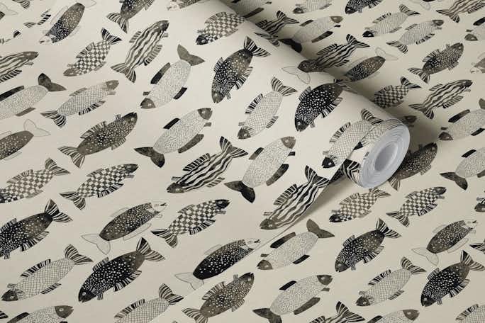 funny fishes illustrationwallpaper roll
