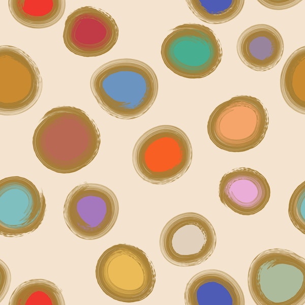 Painted Dots with Gold Outline on Cream Pattern