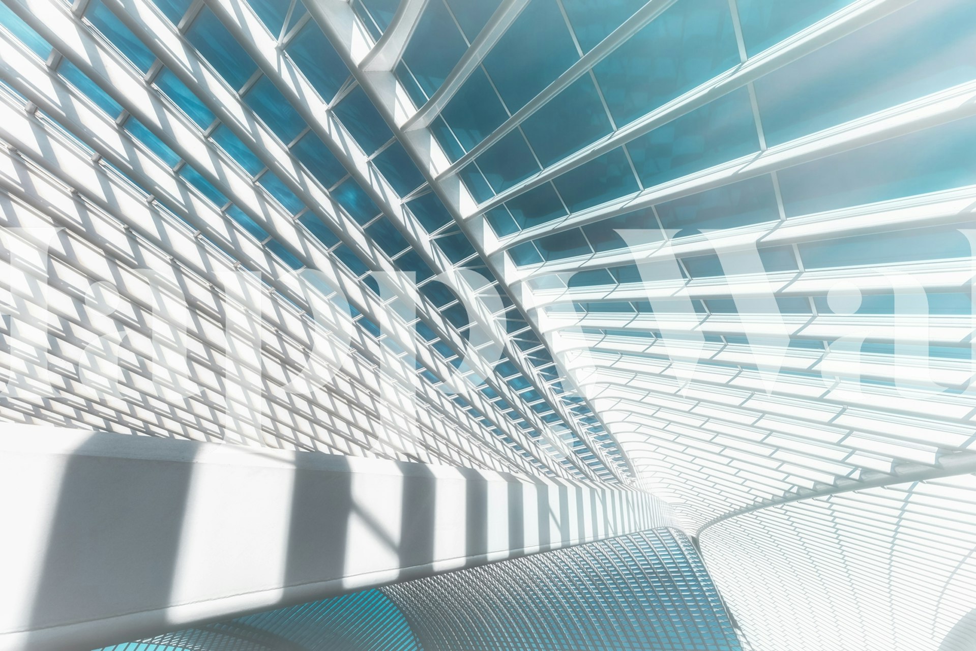 Geometric blue and white pattern wallpaper with modern design