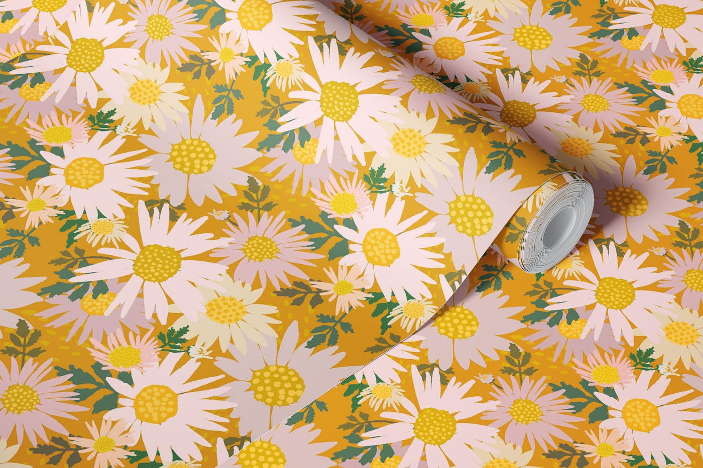 Sunny Mums Pattern wallpaper roll