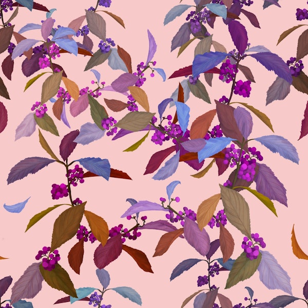 Beautyberry on Pink Pattern