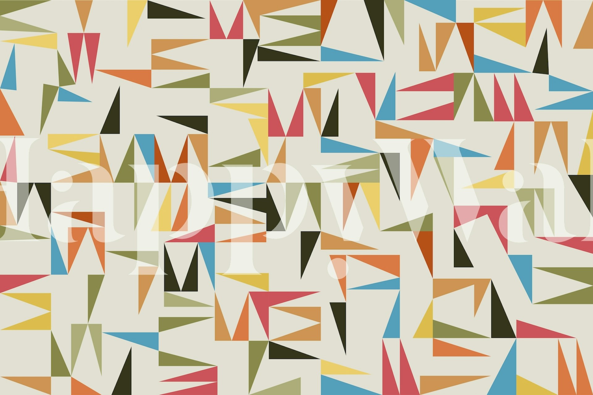 Design della carta da parati Colored Triangles 5 in una stanza