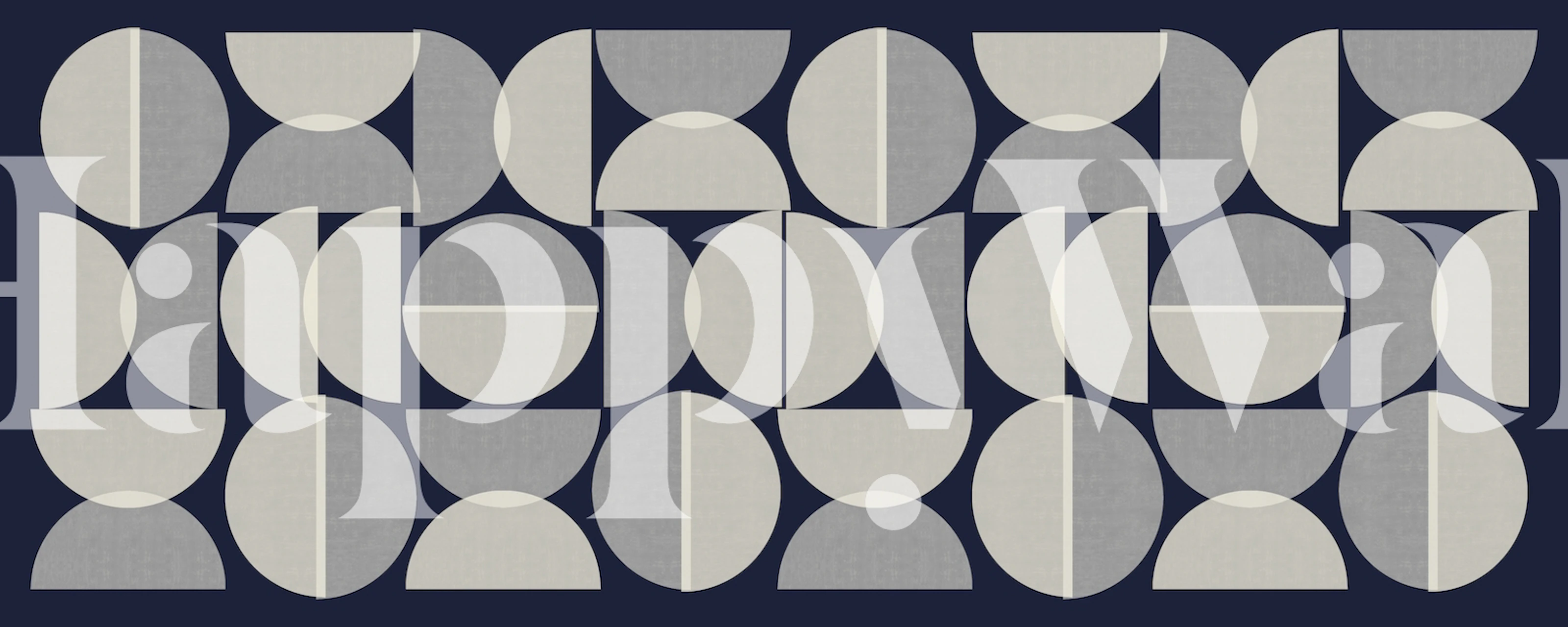 Geometric gray and white circular patterns wallpaper