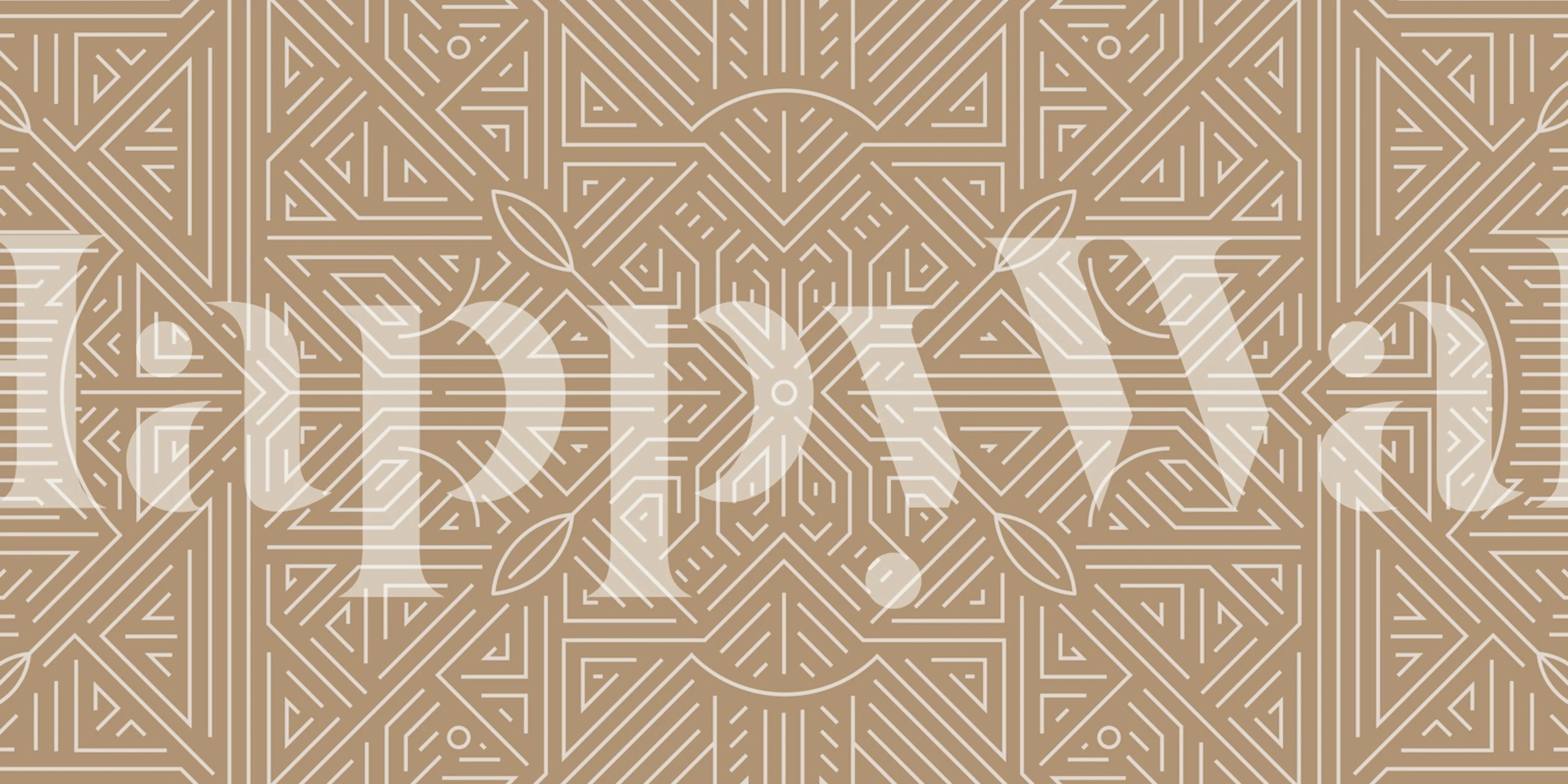 Geometric beige wallpaper with intricate line patterns