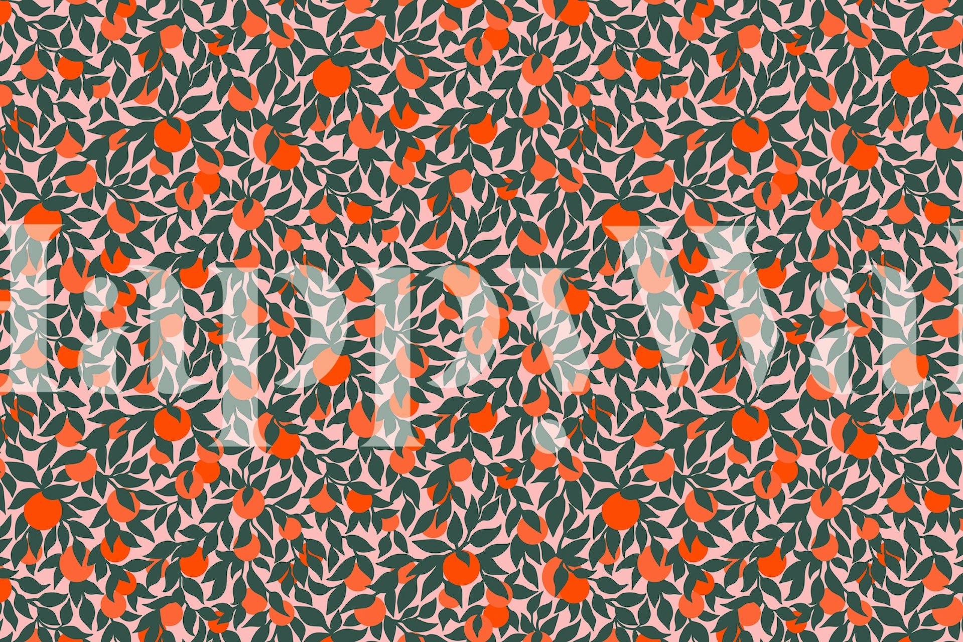 Oranges and leaves mural w pokoju