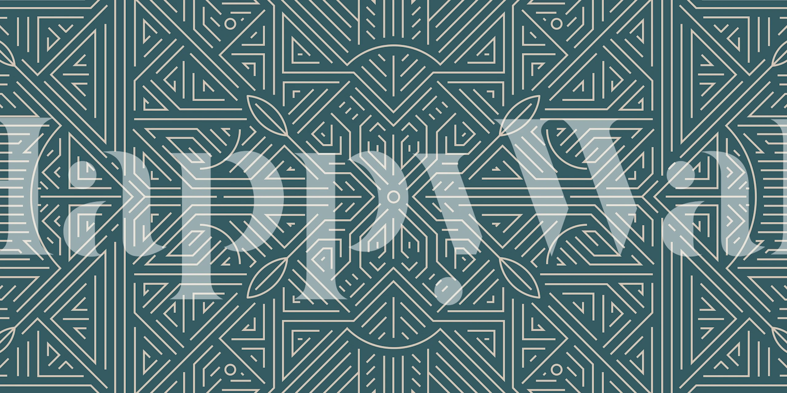 Geometric pattern in blue and cream wallpaper