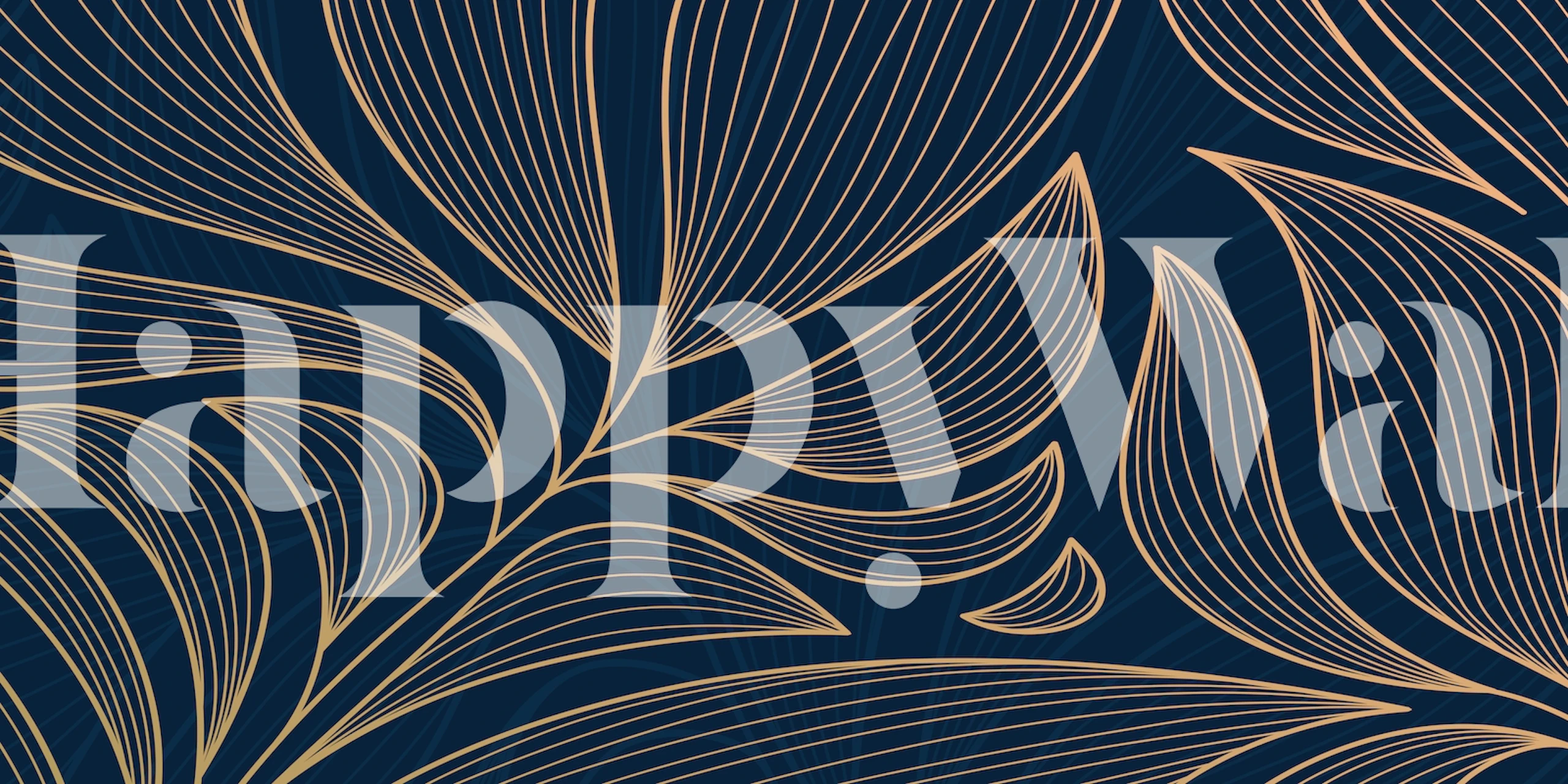 Gold Leaf Blue wallpaper in a modern room