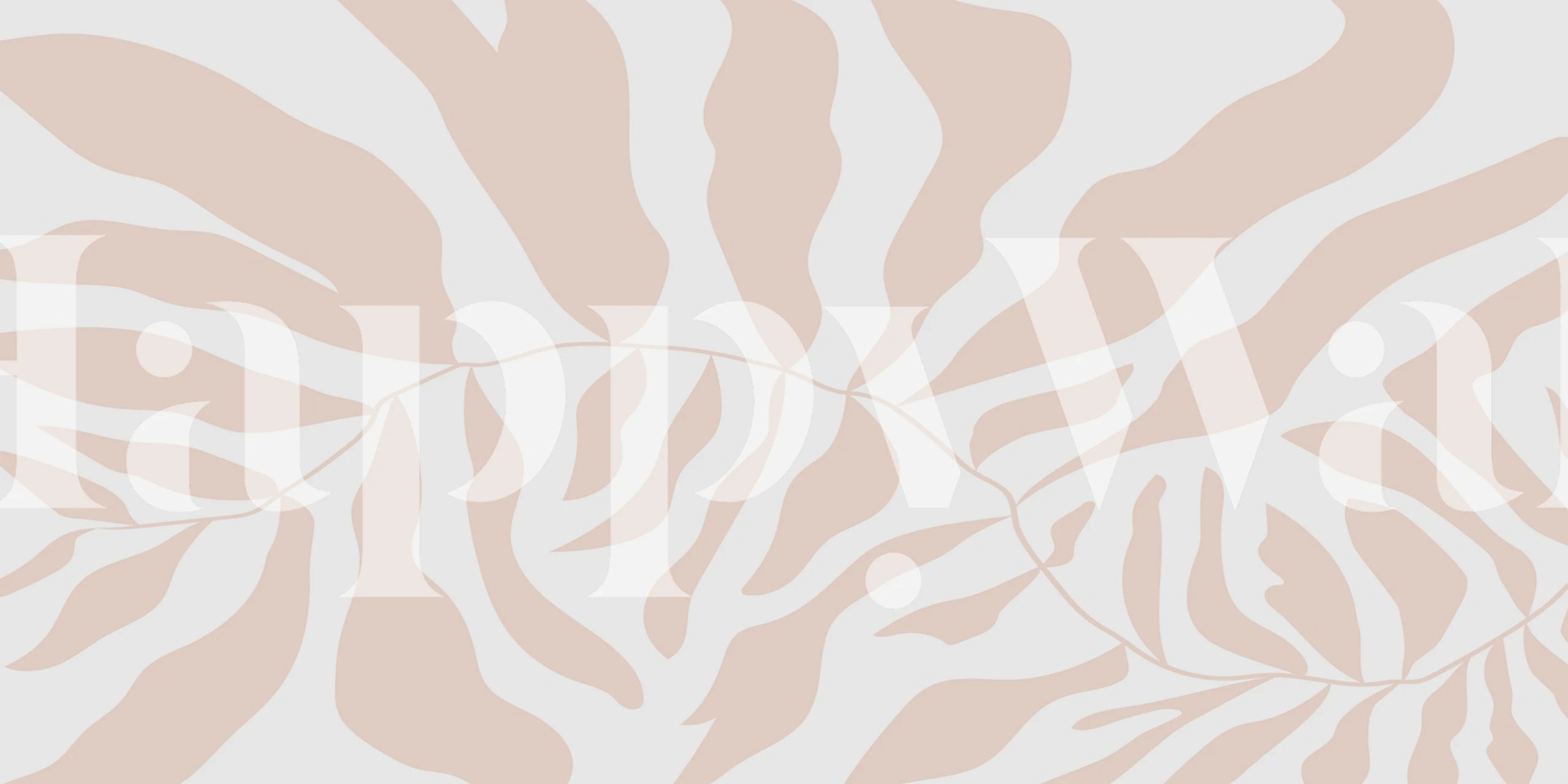 Abstract botanical shapes mural in soft sand tones inspired by Matisse's artwork