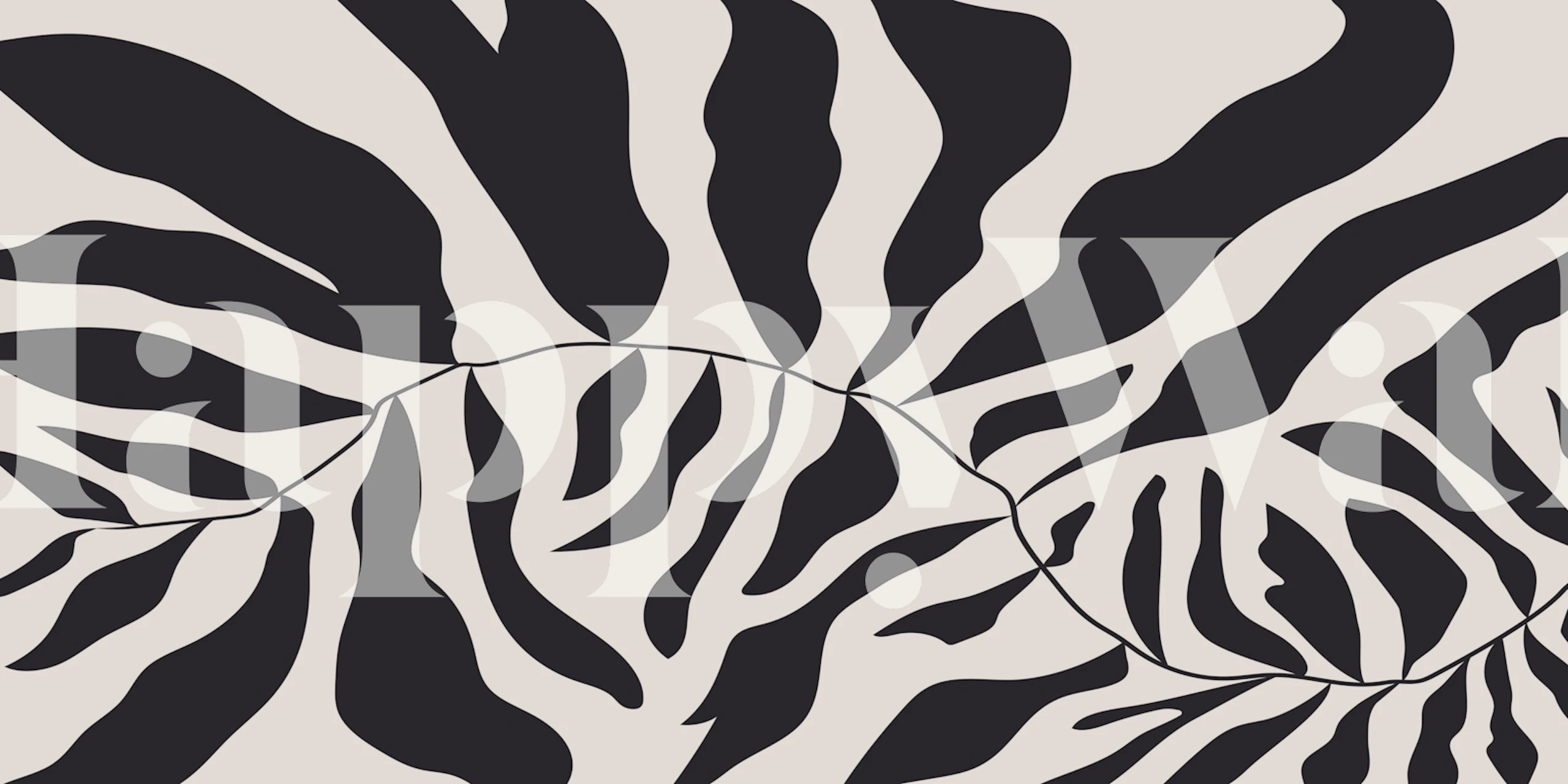 Black and white abstract Matisse-style wall mural depicting organic shapes