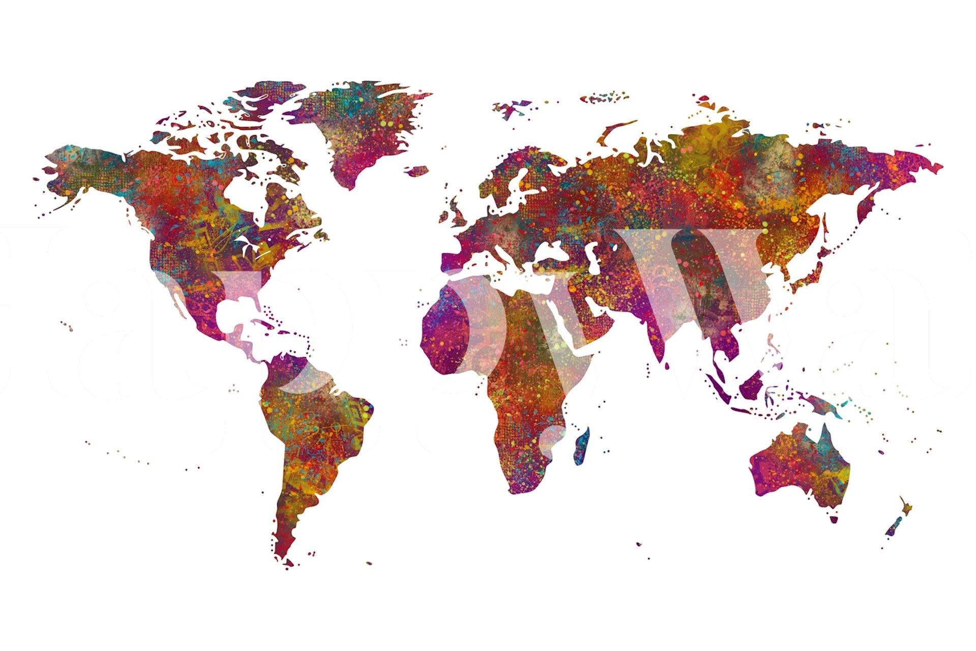 Colorful world map with vibrant patterns and hues wallpaper