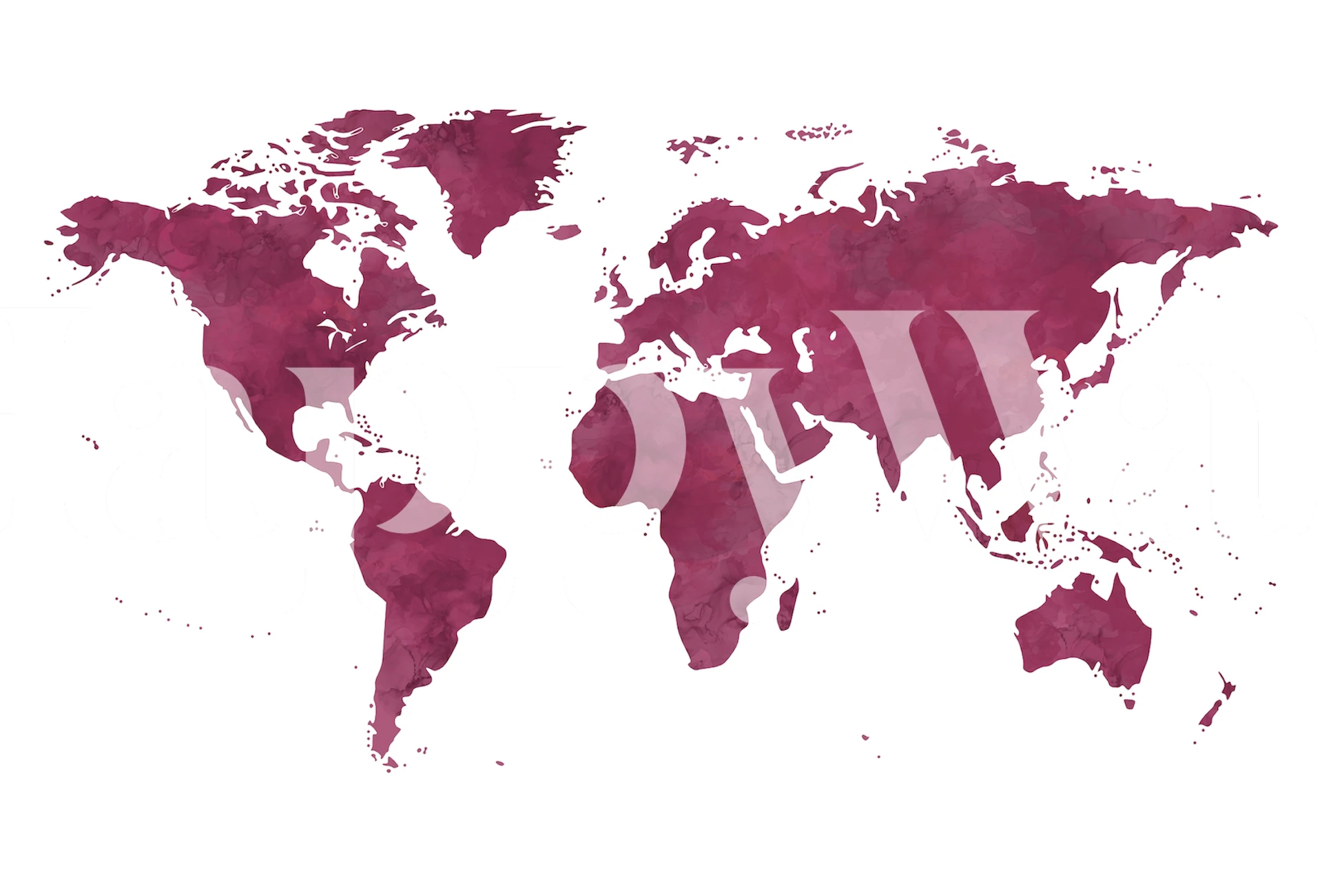 Purple world map wall mural