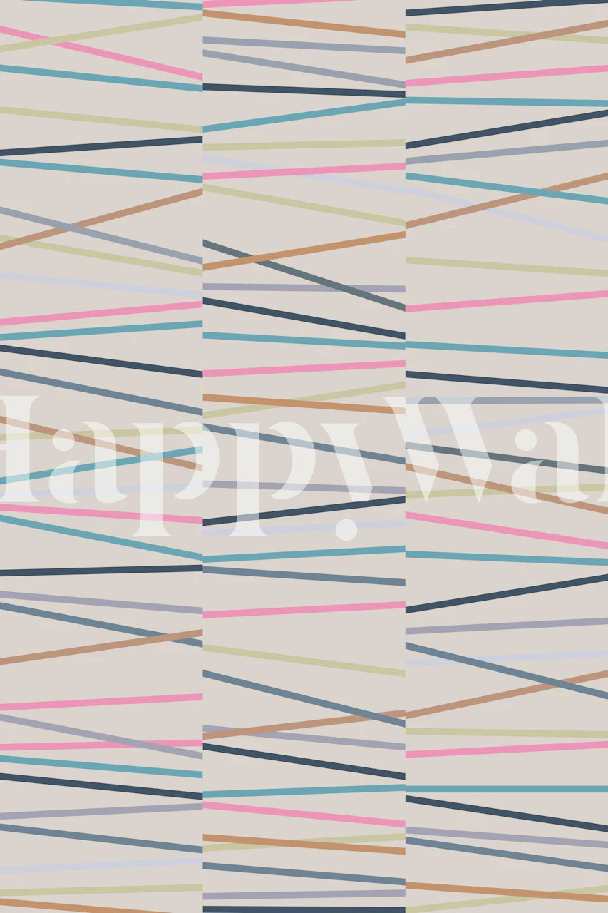 Abstract Lines 3 wall mural with pastel colors and geometric pattern