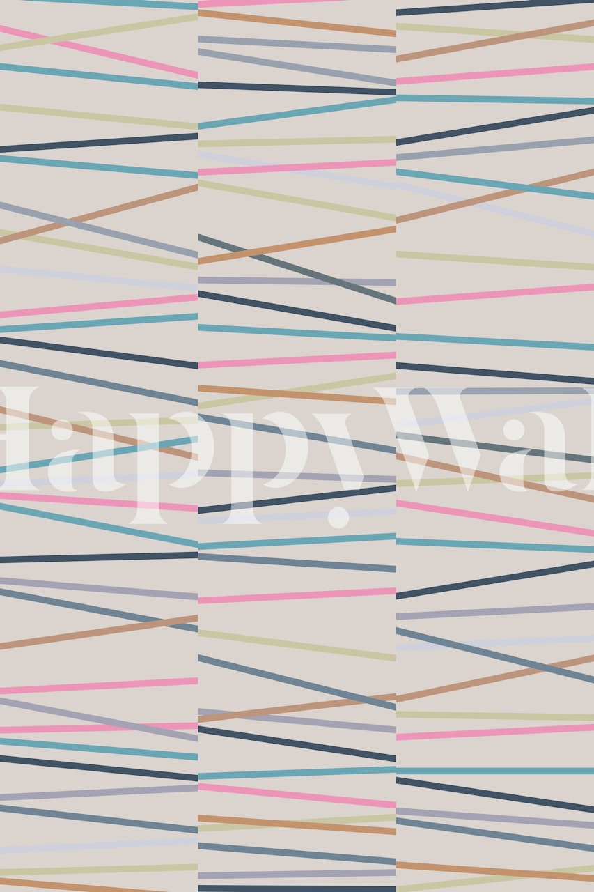 Abstract Lines 3 wall mural with pastel colors and geometric pattern