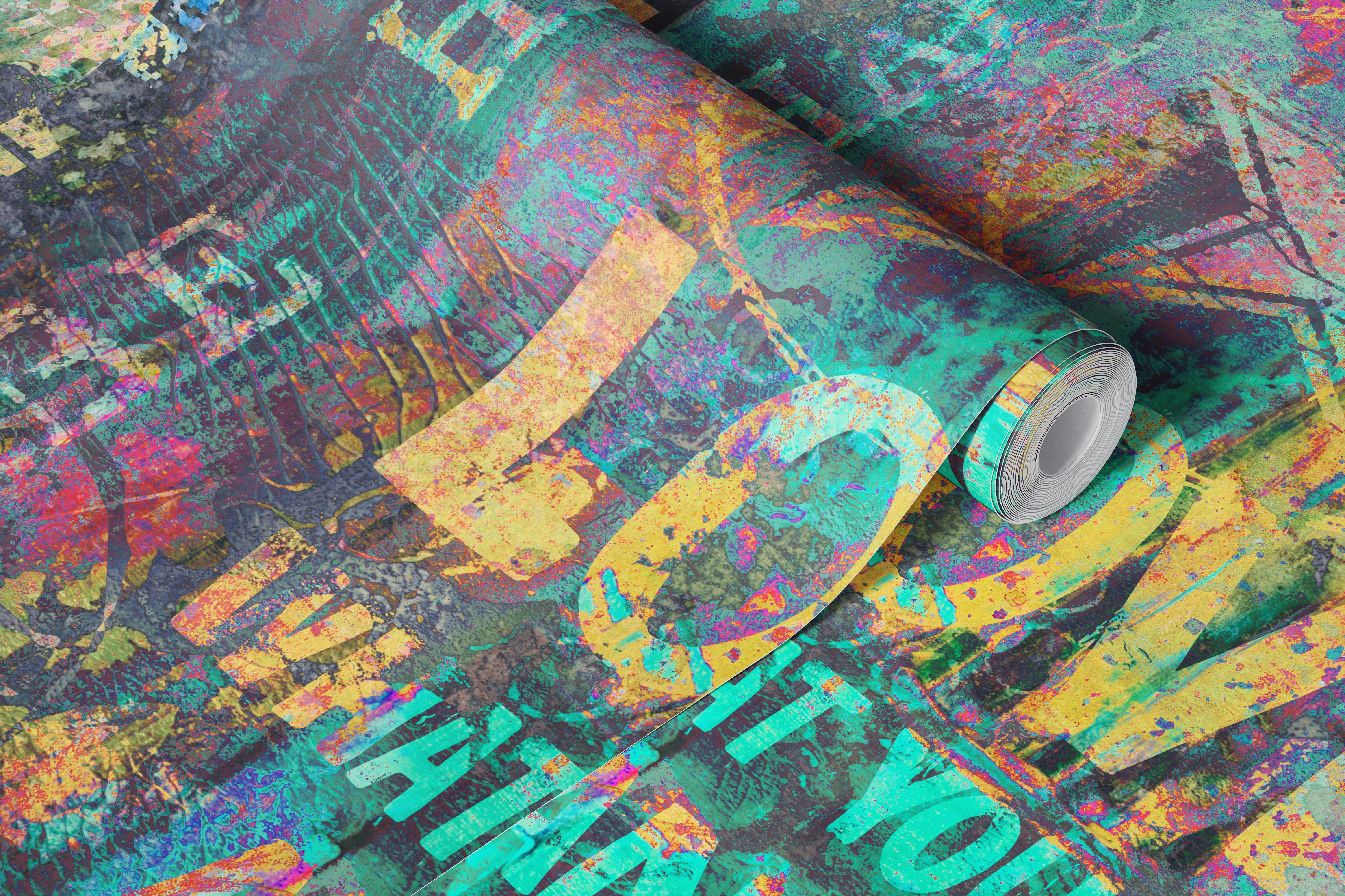Urban Loft Revival Grunge Typography Art Multicolor Wall Mural