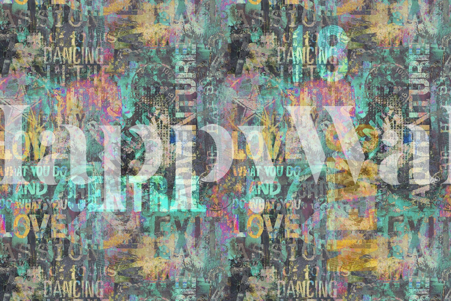 Urban Loft Revival Grunge Typography Art Multicolor Wall Mural