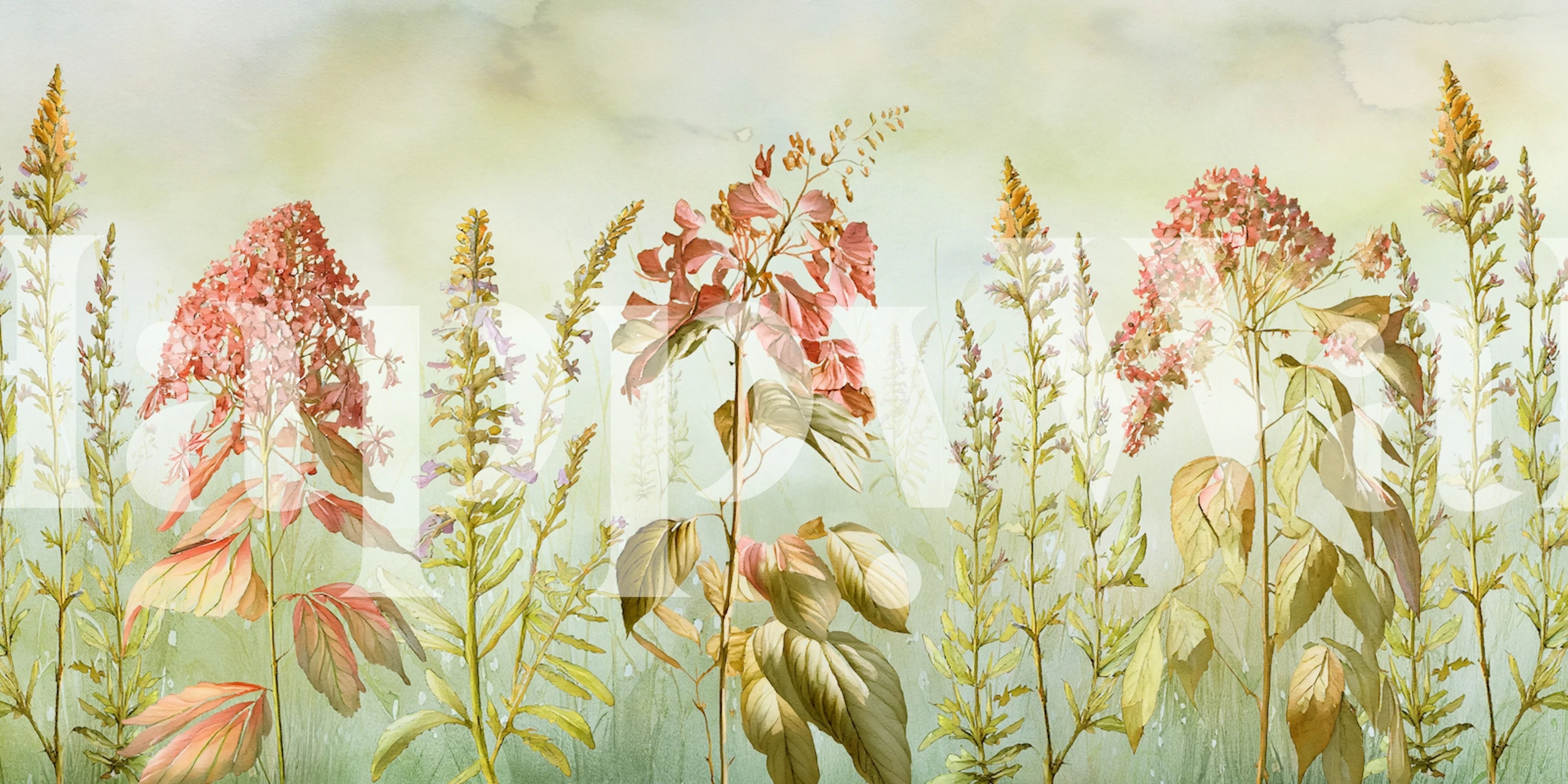 Wild flowers meadows wallpaper in a room