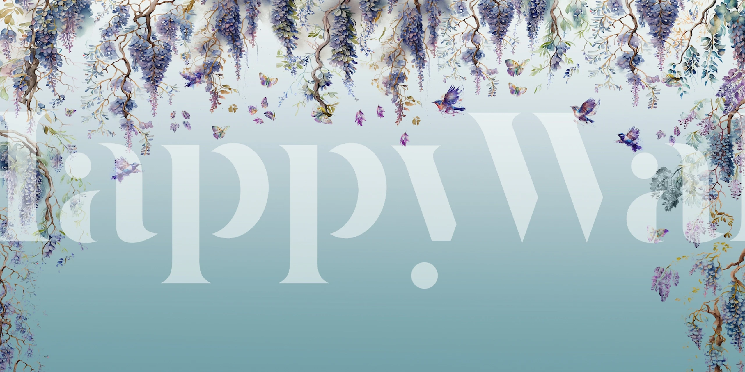 Wisteria flowers in purple and blue tones wall mural