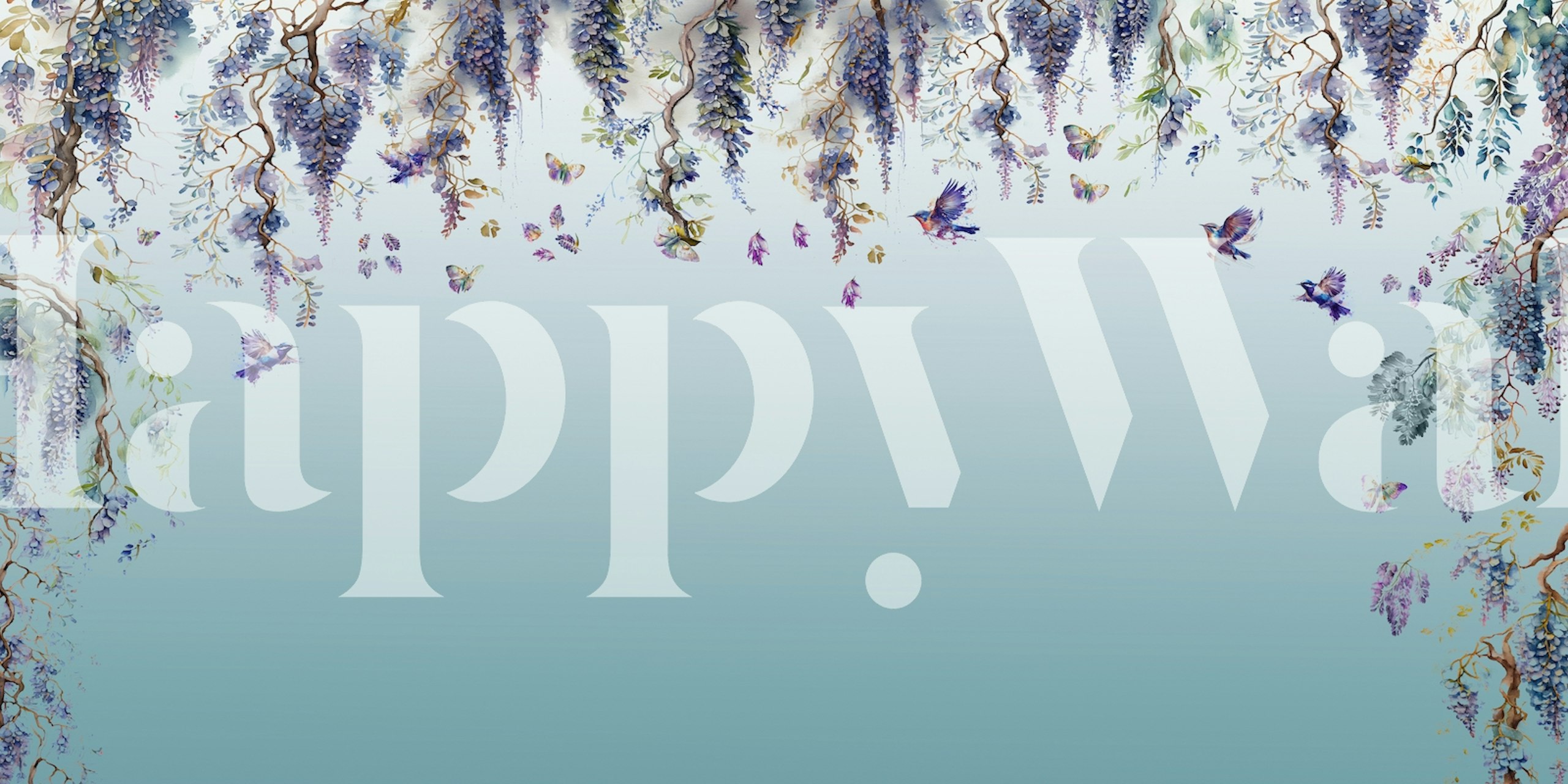 Wisteria flowers in purple and blue tones wall mural